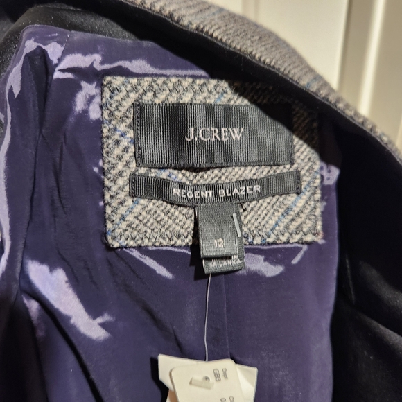 J. Crew Plaid Regent Wool Blazer Business Office Satin Jacket NEW Size 12 - Picture 5 of 12